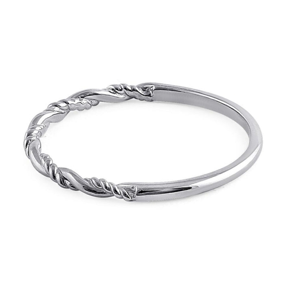 - Solid 14K White Gold Simple Twist Ring - Picture 4 of 4